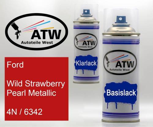 Ford, Wild Strawberry Pearl Metallic, 4N / 6342: 400ml Sprühdose + 400ml Klarlack - Set, von ATW Autoteile West.